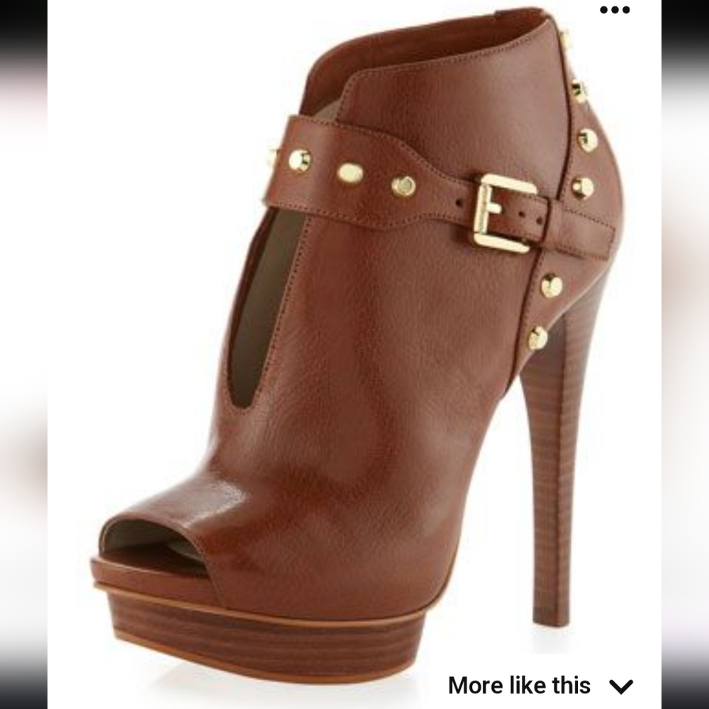 Michael Kors Allie Peep-toe Studded Bootie Walnut